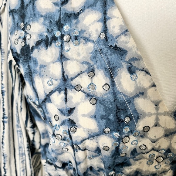 Anthropologie “Behati” Mini Dress Boho Shibori Tie-Dye Metallic Embroidery Small - Picture 7 of 16